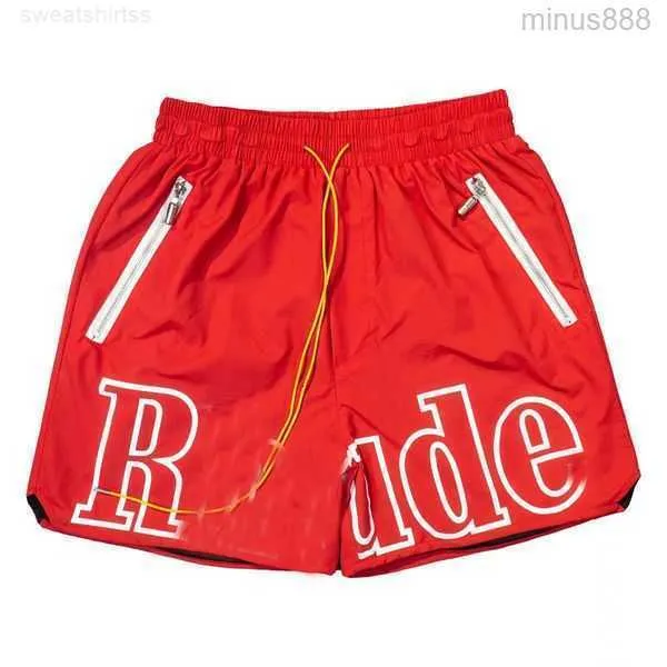 Shorts Masculino um Designer Men Rh Limited Rhude Shorts Summer Swim Curto Na Altura Do Joelho Hip Hop High Street Treinamento Esportivo Calças de Praia Masculina Elástica Waistajjy