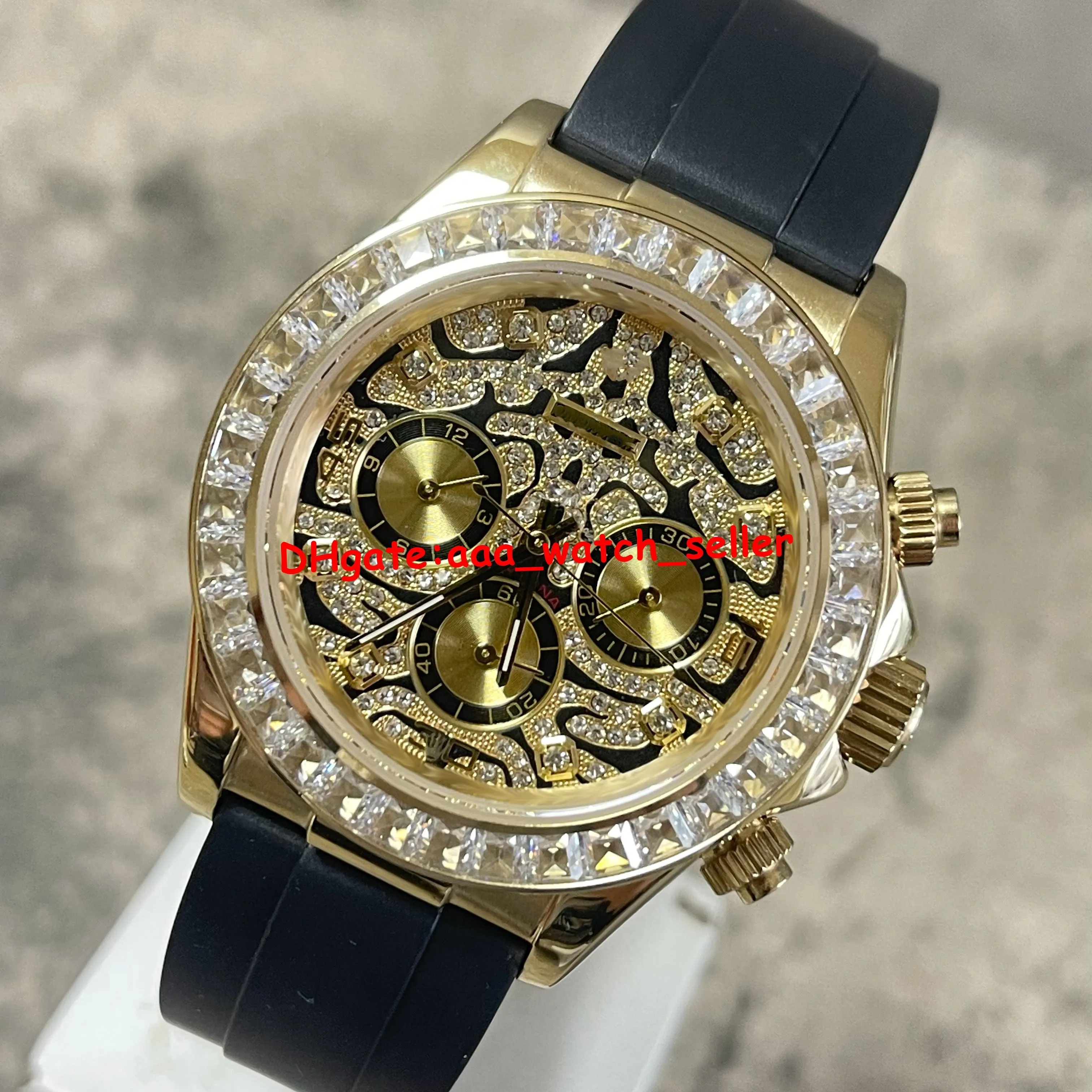 2 estilos de relógios masculinos de luxo de alta qualidade 40mm olhos de tigre 116588 116500 bisel de diamante pulseira de borracha de movimento automático sem cronógrafo relógios de pulso esportivos