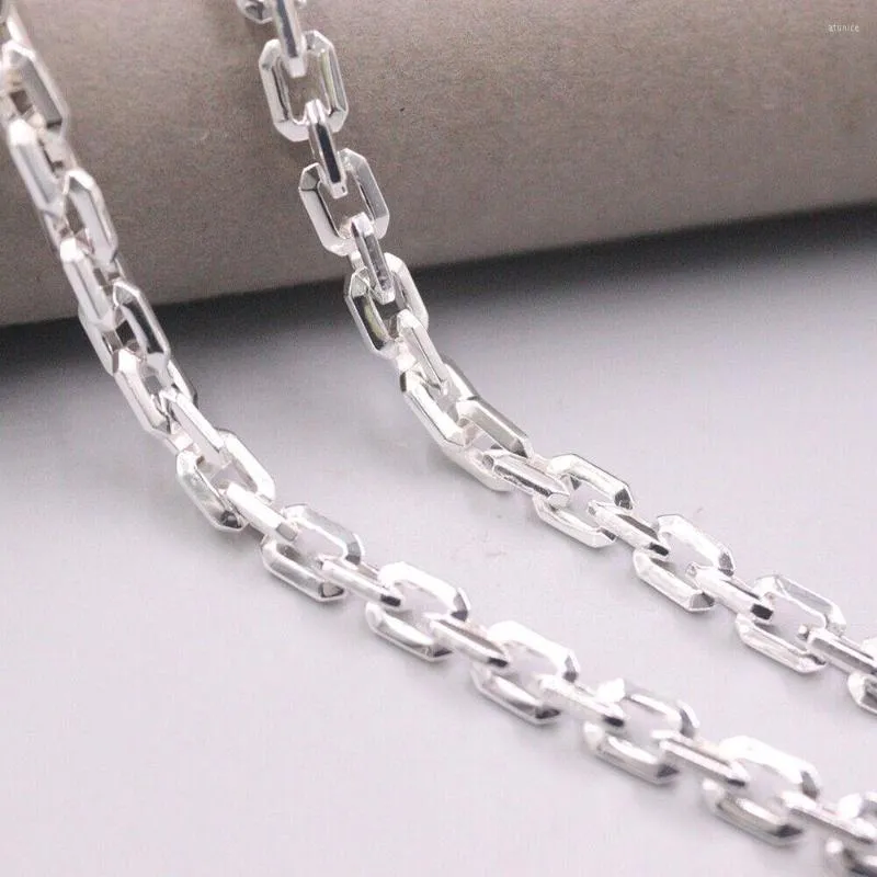 Correntes real S925 colar de prata esterlina 6,0 mm corrente de elo de cabo 19,7 polegadas carimbo