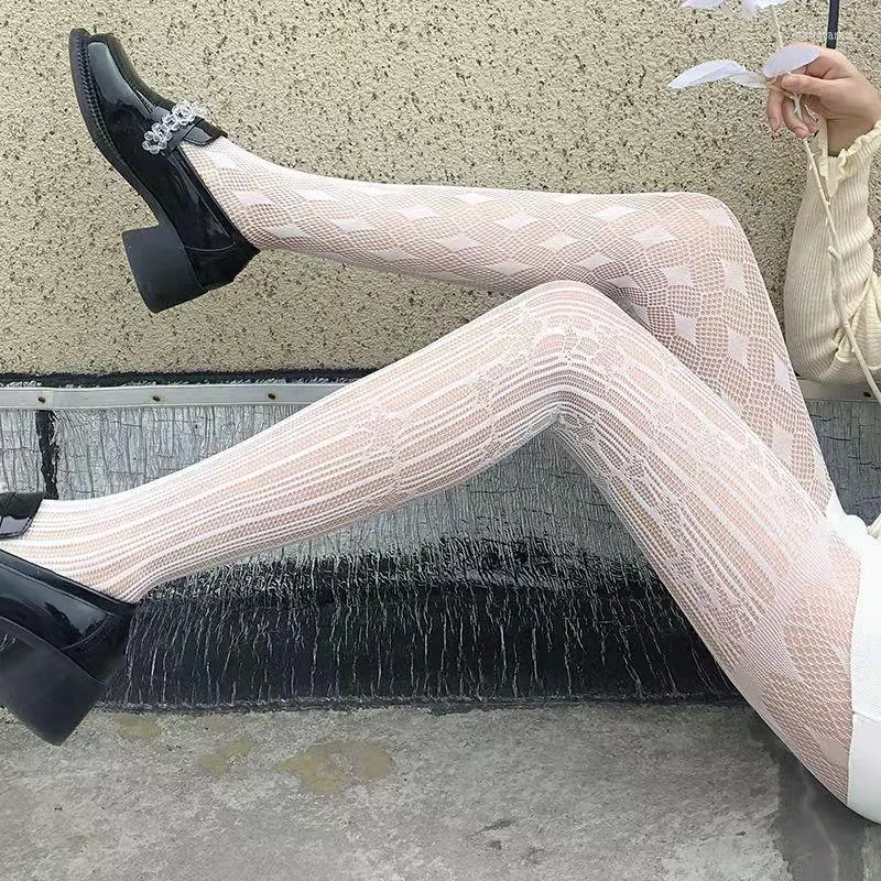 Женские носки Lolita Girl Fashion Patchwork Packwork Prints Sexy Gothic Magice Mesh Fishnet Pantyhose JK.