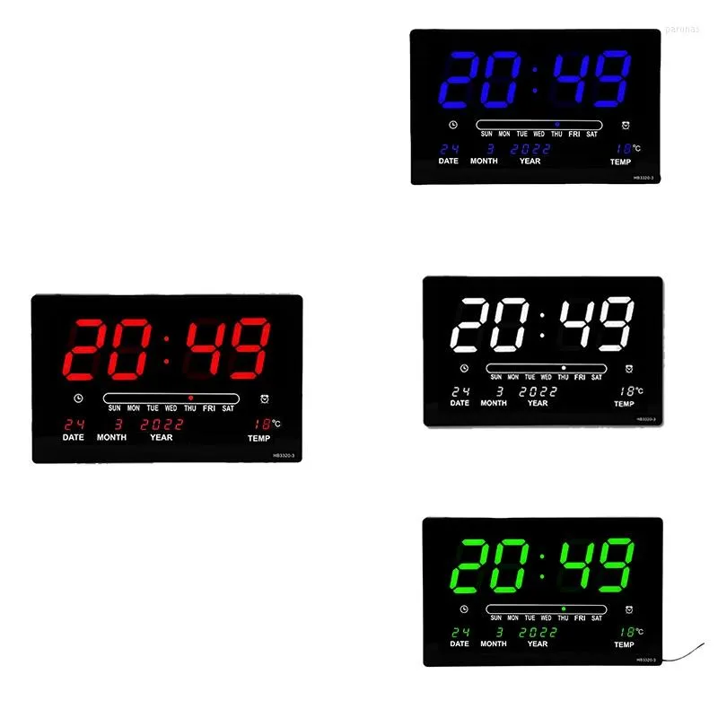 Orologi da parete LED Calendario perpetuo Orologio elettronico Orologio digitale Allarme temperatura Tavolo Soggiorno Decorazione