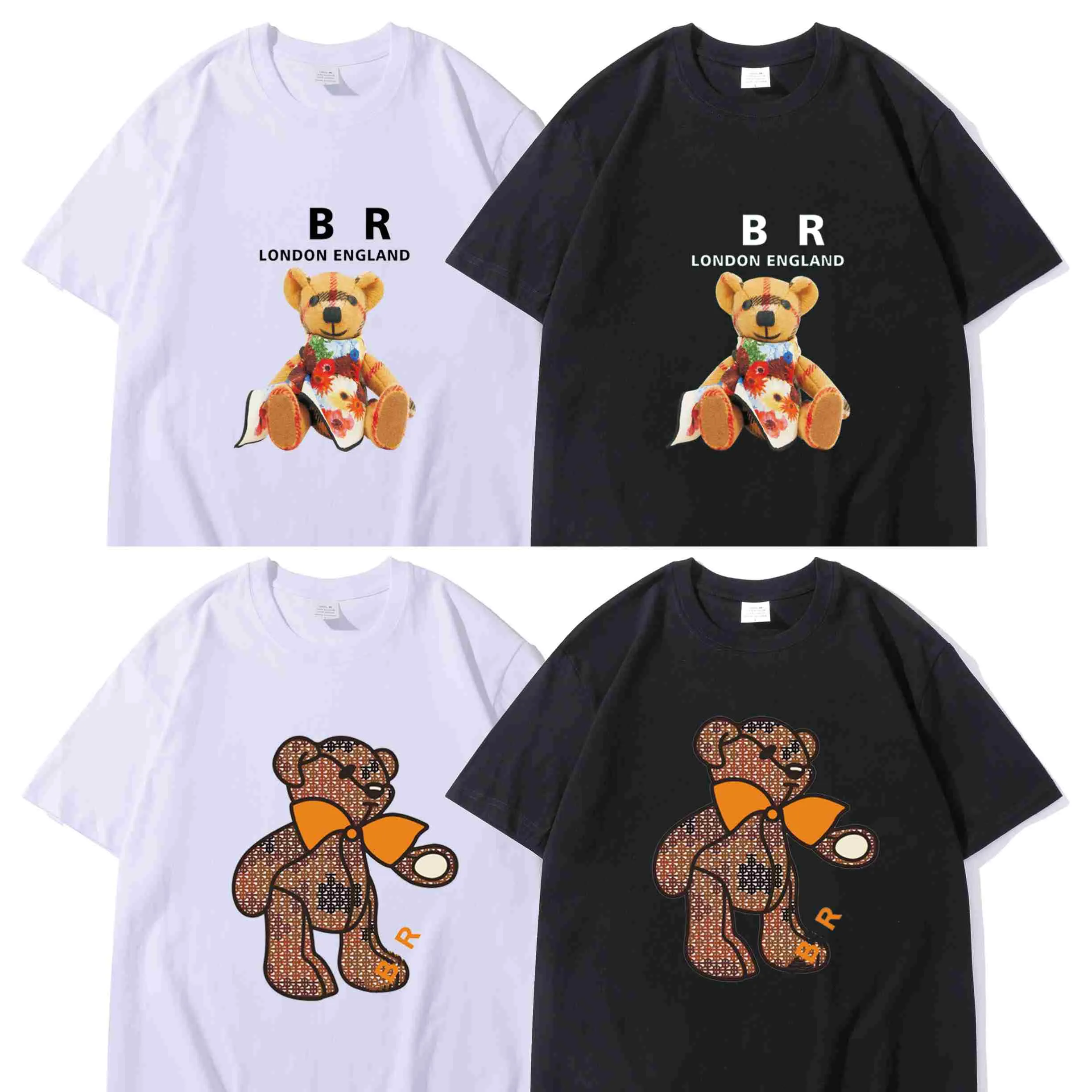 Camiseta de grife casual camiseta MMS Little Bear impressão de letras manga curta top para venda roupas hip hop masculinas e femininas de luxo M-XXXL 805