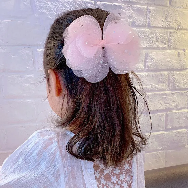 Hair Accessories 6pcs/lot Korean Girls Bows Clip Mesh Star Princess Pin Fashion Birthday Party Headwear Barrettes Kids