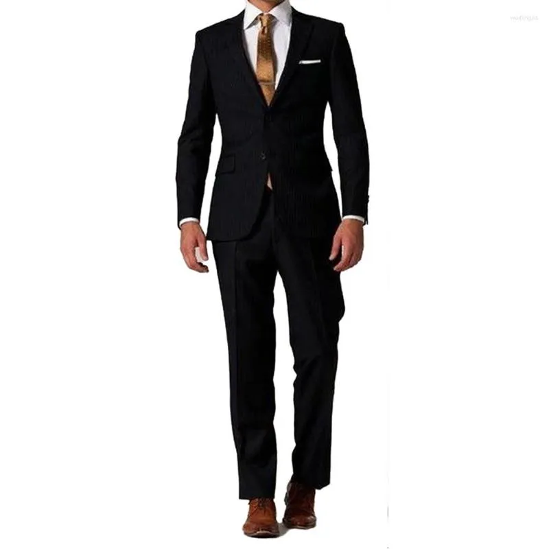 Herrdräkter skräddarsydda kostym Black Tuxedo Män med subtila mönster skräddarsydda kontorslim fit skräddarsydd brudgum