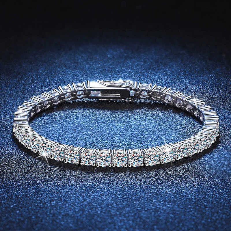Charmarmband halsband högkvalitativ S925 silverpläterad armband hela rad tennis högt kol stenarmband