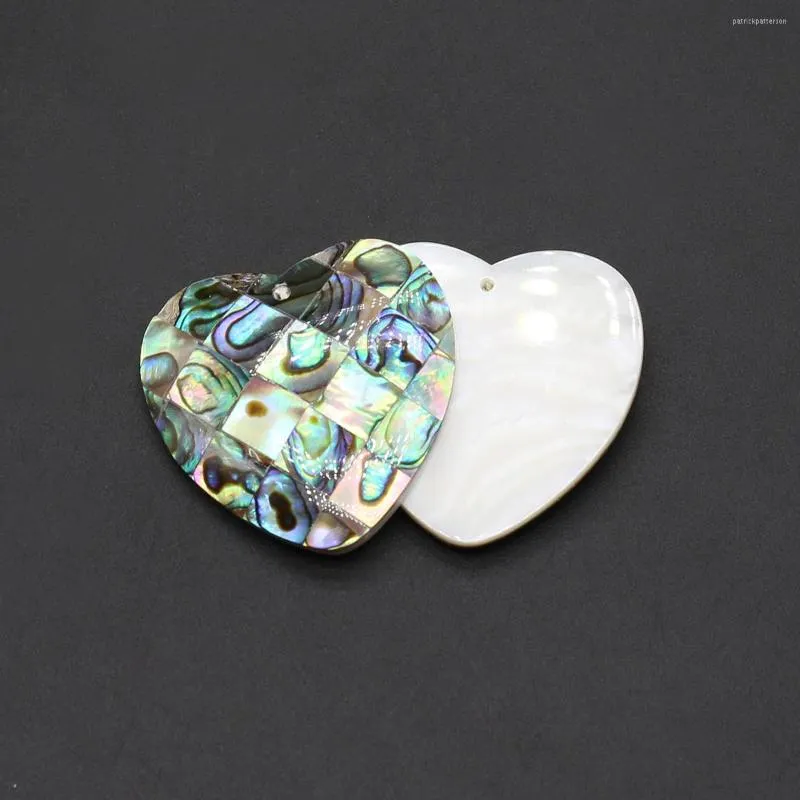 Hänge halsband naturliga färgglada abalonhängare skiv hjärtskär för stam smycken som gör diy kvinnor halsband örhängen gåvor