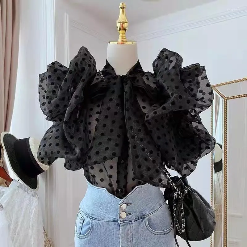 black polka dot crop top