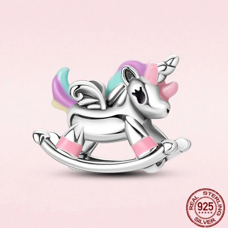 925 silver Fit Pandora Original charms DIY Pendant women Bracelets beads Unicorn Cat Dog Elephant Monkey Footprint Cute animal