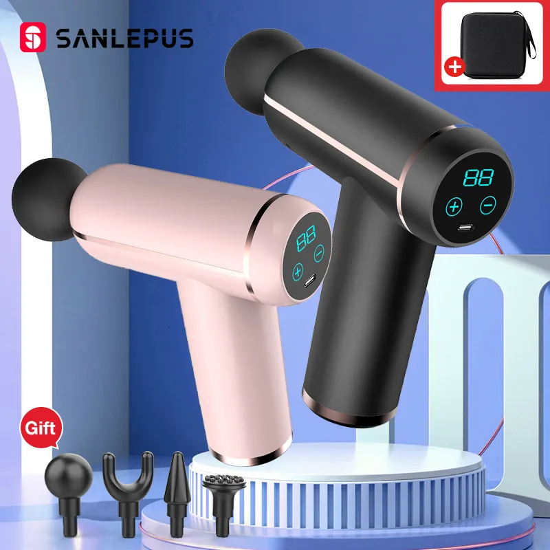 Massage Gun SANLEPUS Portable LCD Massage Gun For Body Neck Back Electric Percussion Massager Deep Tissue Muscle Relaxation Fitness Slimming 230609