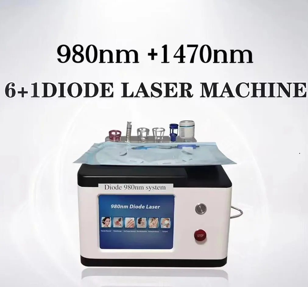 Kraftfull 980nm +1470nm Diodlaser för hemorrojder Kirurgi Skin/EVLT/PLDD/Dental Drawning/Blood Spider Vener Borttagning Lipolys Liposurutiation Kirurgi Eqipmentment