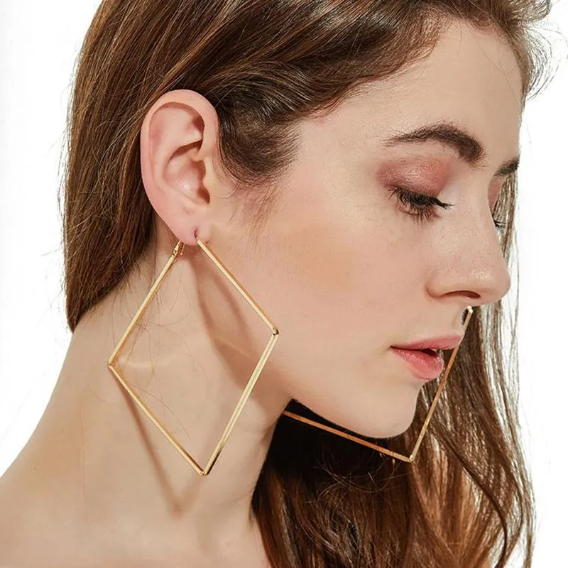 Hoop Earrings Skysuk Trendy Fashion Oversize Geometric Big For Women Basketball Brincos Large Square Party Punk Jewelry