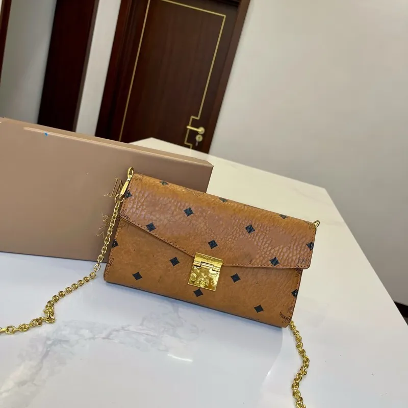 Genuine Leather Envelope Tan Cross Body Bag With Chain Strap Womens ...