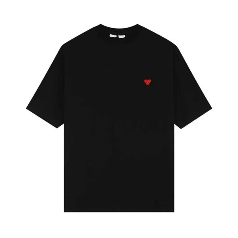 t-shirt pour hommes 2023 printemps été nouvelle version de style petit ami avec petit coeur rouge brodé sur la poitrine ample et confortable à manches courtes unisexe taille S 1HU1