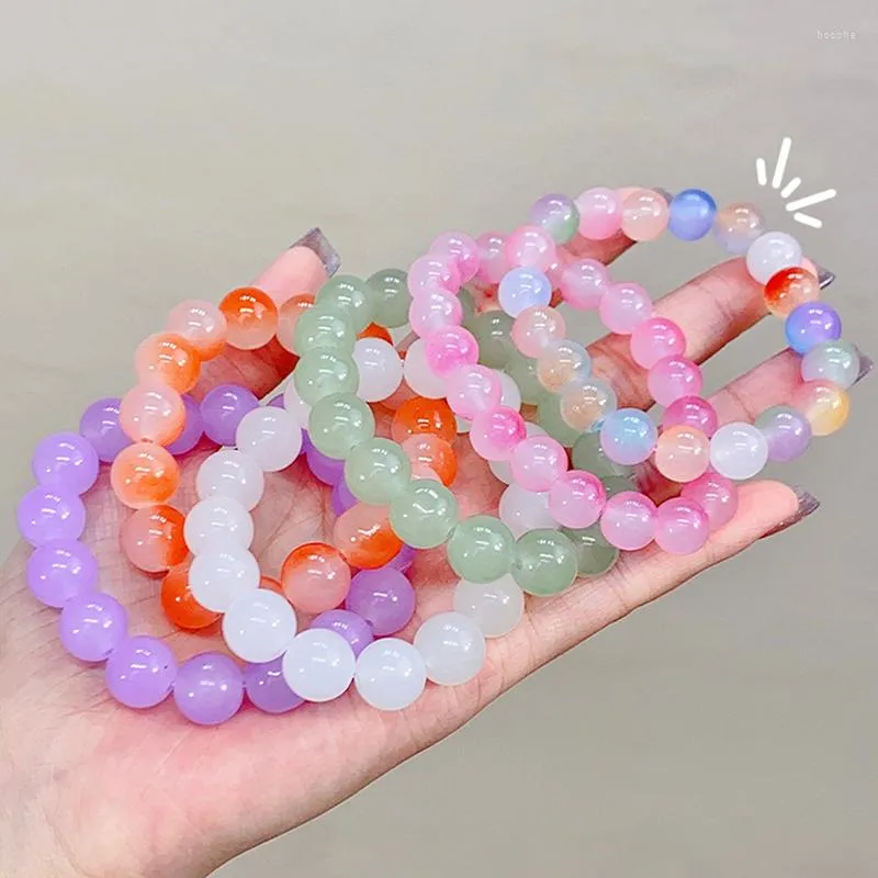 Strand White Jade Bodhi Gradual Color Beaded Bracelet For Women Men Lucky Prayer Beads Bracelets Gradient Imitation Stone