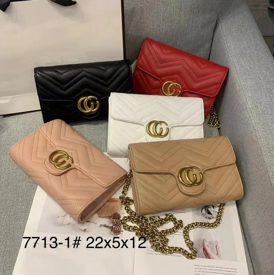 Borse firmate di alta qualità Borse da donna famose in pelle Catene d'oro Borsa per la spesa a tracolla Borsa a tracolla per signora Borse a tracolla Borsa a tracolla Totes Borsa Portafogli 22CM