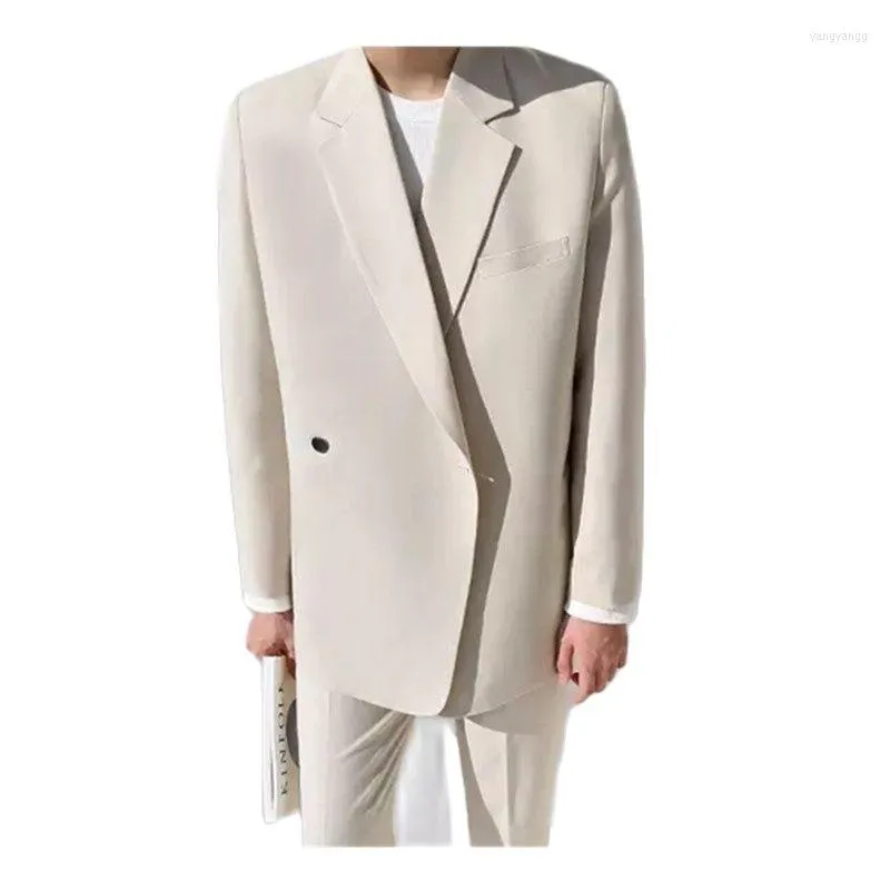 Abiti da uomo Cappotto beige Abito da uomo completo dritto Abito da uomo solido da matrimonio 2 pezzi per abito formale da lavoro Blazer Pantaloni Outfit