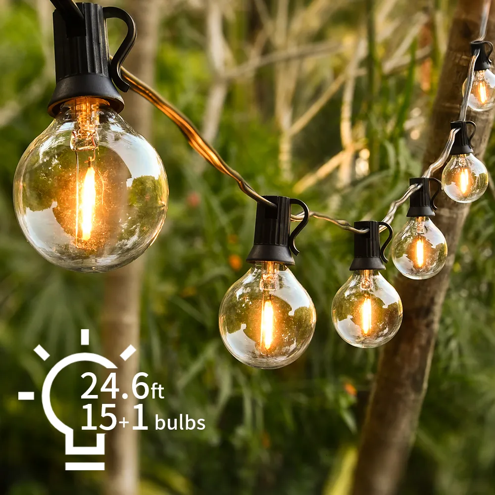 Décorations de jardin 246FT Fairy String Light G40 LED Globe Party Guirlande Blanc Chaud 15 Ampoules Vintage Claires Décoratif Extérieur Cour 230609