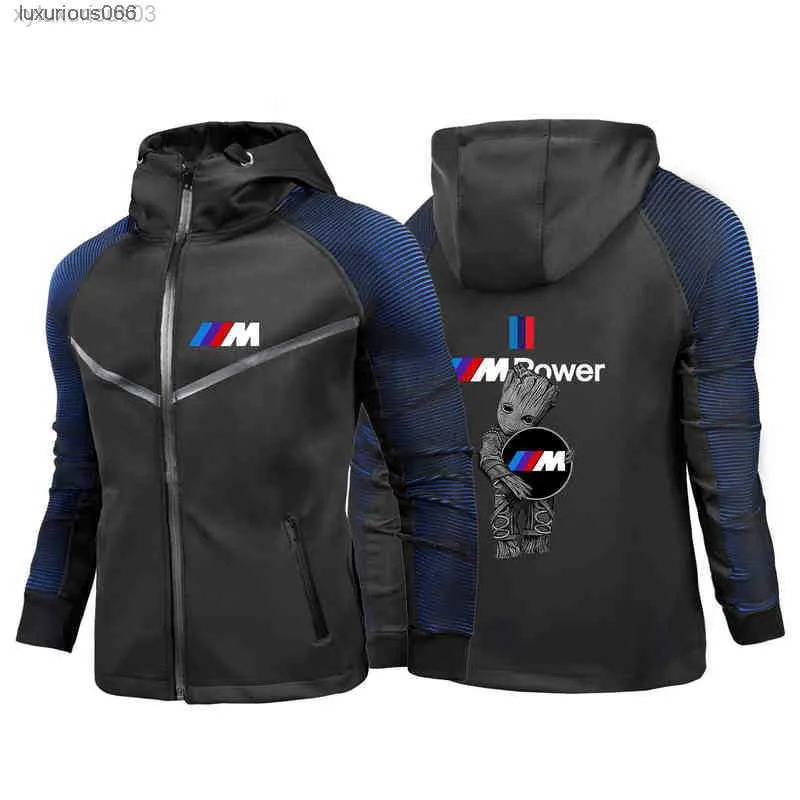 2023 masculino primavera e outono Grroot Bmw m Power suéter de algodão personalizado universitário terno de corrida jaqueta com capuz