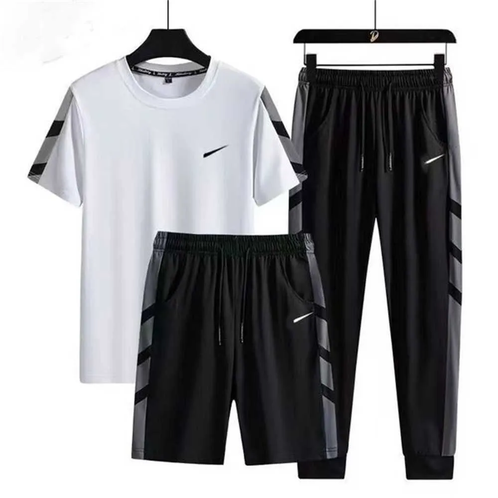 Mens Tracksuits suit Designer short sleeve shorts and trousers two-piece/three-piece set Optional speed dry ice real silk crewneck sportswear EONK