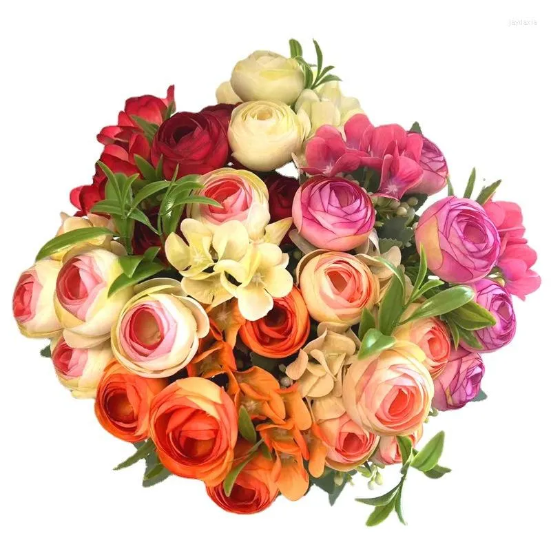 Fiori decorativi Fiore artificiale Peonia di seta Bouquet di rose grandi Falso per regalo da tavola di nozze Festa di Natale Boho Vaso per la casa Decorazioni fai-da-te