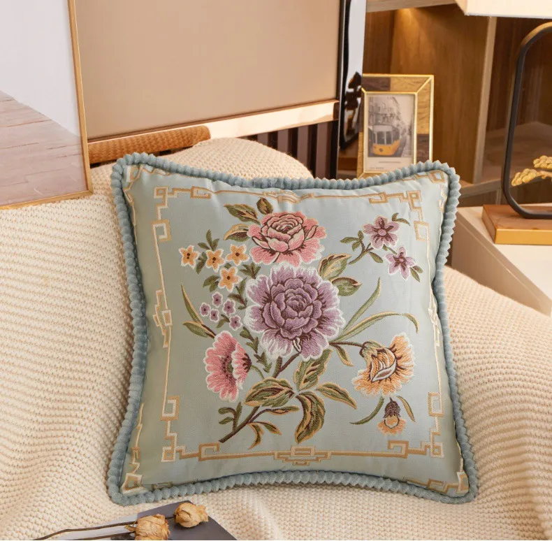 Pillow Flower Cover Farm Truck Unicycle Bicycle Watercolor Plant Pillowcase Linen Cloth Living Room Sofa Car Decor Pillows Case