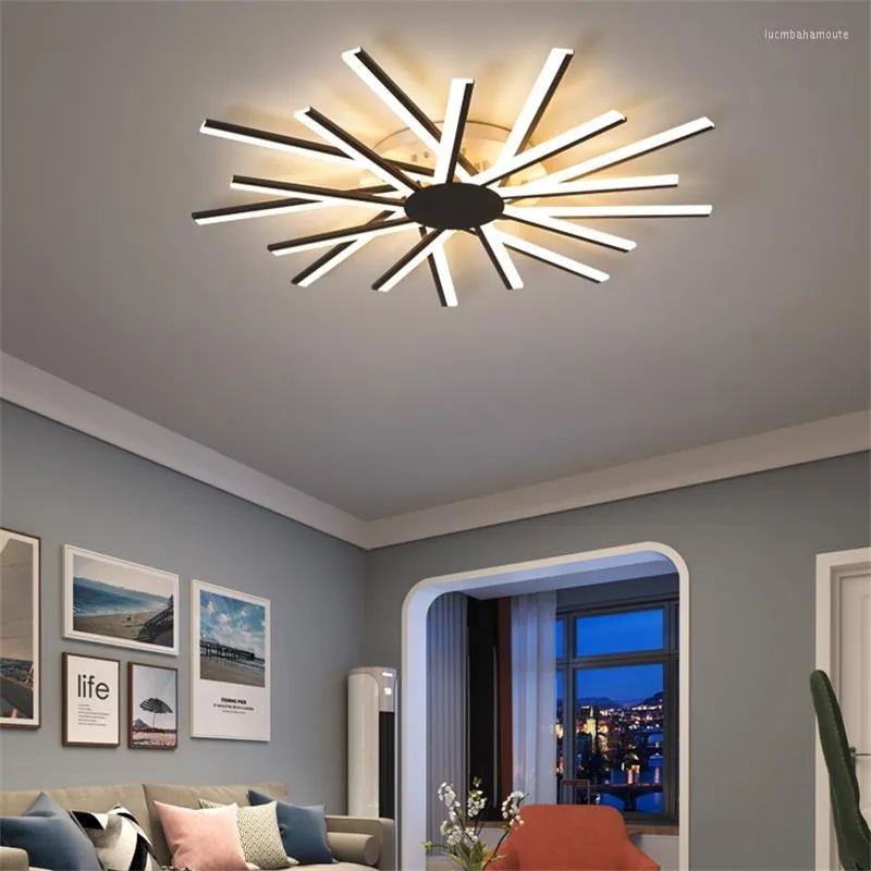 Chandeliers Remote Dimming Simple LED Modern Chandelier Lights For Living Dining Room Bedroom Villa Apartment Aisle Indoor Lighting Lamp