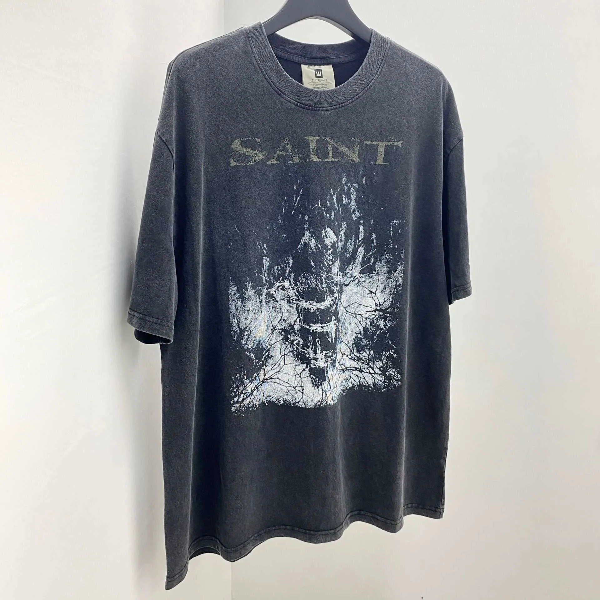 Wrgi New Style T-shirts para homens e mulheres Designer de Moda Saint Michael Star's Same Small Brand Dark Limited High Street Old Washed