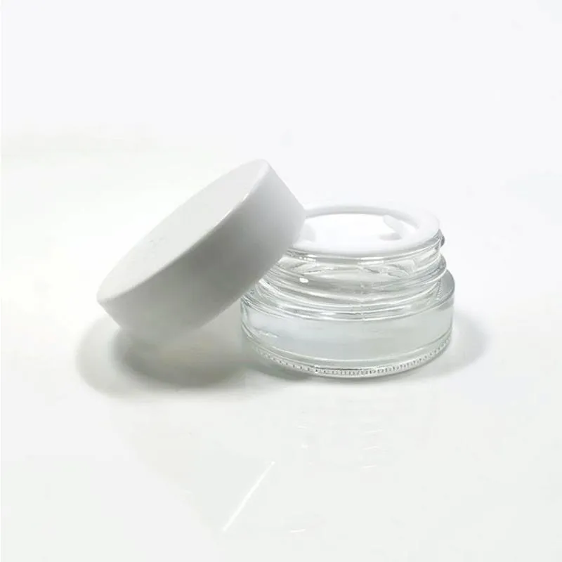 5G Cosmetische Potten Crème Container Clear/Frosted Glazen Pot Fles Met Witte Deksels Pp Binnendeksel Voor gezicht/Handcrème Pldqu