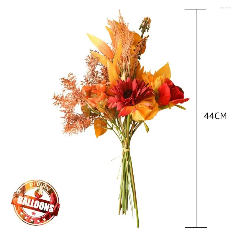 Decorative Flowers 1/2/5 Bundles Autumn Fake Rose High Quality Fall Gerbera Daisy Artificial Flower Long Bouquet Home Wedding Decoration