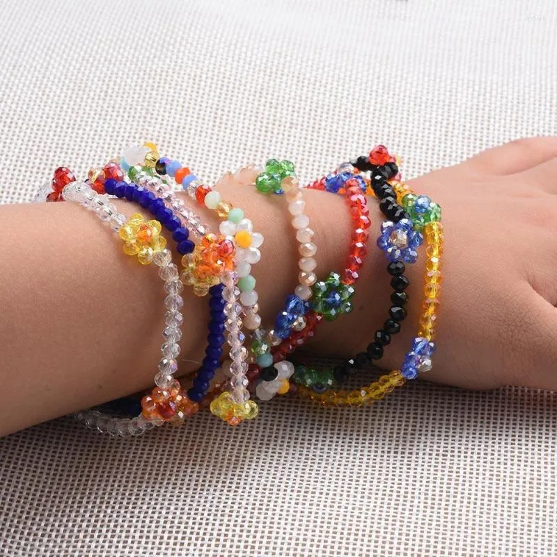 Strand Bohemian Ethnic Crystal Flowers Beads Handmade DIY Bracelets Women Cute Children Kids Charm Jewelry Gift