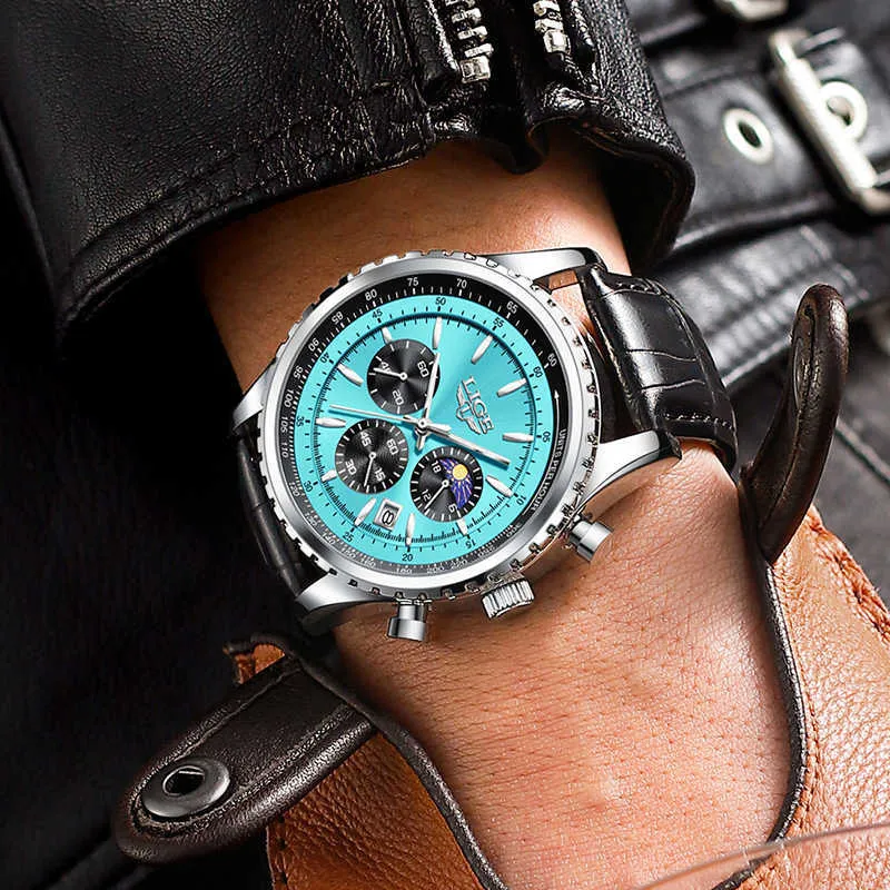 【 新品•即日無料発送❗】LIGE クォーツ クロノグラフ スカル バレル型 LIGE Watch Skull Style Men Watch Silicone Luminous Quartz