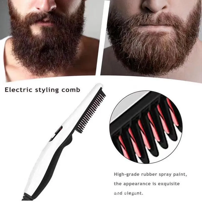 Hair Straighteners Multifunctional Hair Comb Brush Beard Straightener Hair Straighten Electric Beard Straightening Comb Quick Hair Styler For Men 230609