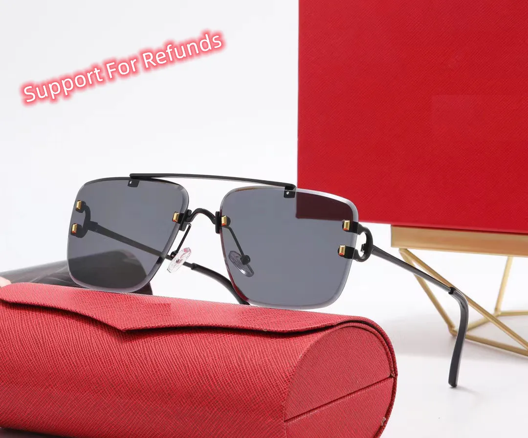 Luxus-Designer-Sonnenbrille für Damen und Herren, gleiche Sonnenbrille wie Lisa Triomphe, Strand-Straßenfoto, kleine Sonnenbrille, Metall-Vollrahmen, mit Geschenk-Brillenbox