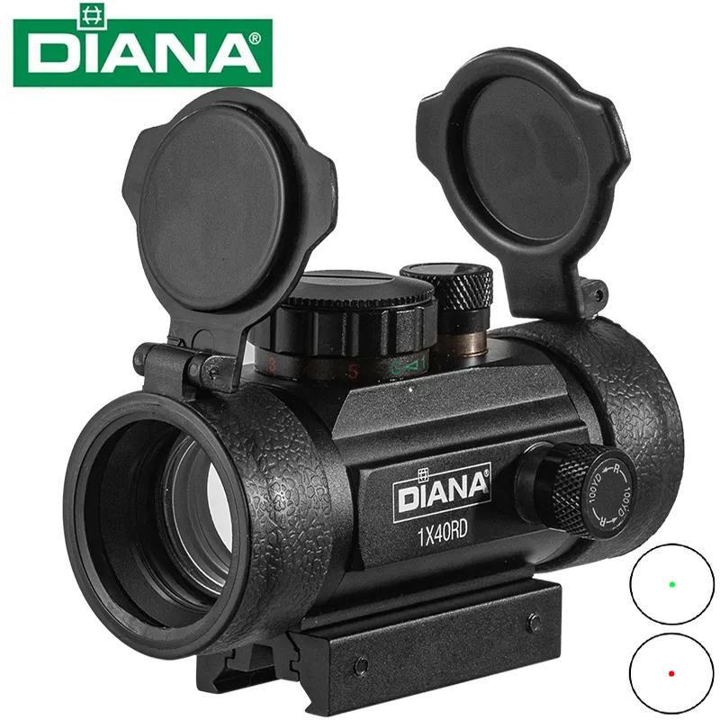 Diana 1x40 z czerwonym laserowym Zakres wzroku z czerwonej kropki REKURS WIDOKAT TAKTIARY OPTICSCOLESCOPES FIT 11/20 mm Rail Karabin Karabinowy