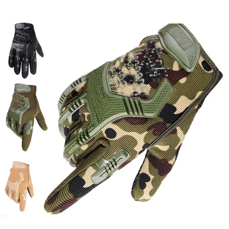 Gants de cyclisme Gants de protection tactiques Full Finger Male Special Forces Training Fighting Outdoor Bicycle Riding Camouflage Gants 230609