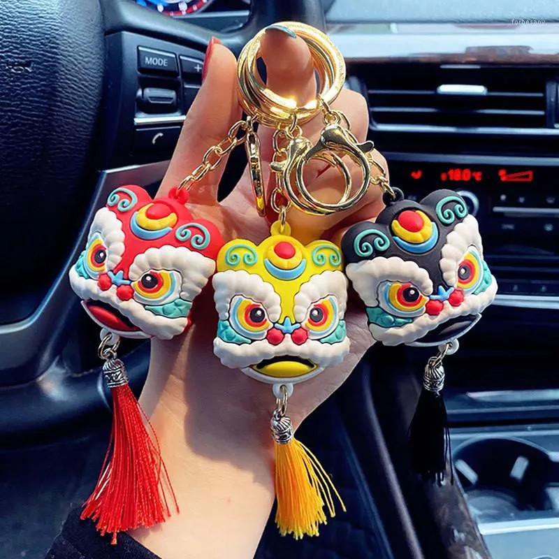 Porte-clés beau porte-clés ethnique chinois beau pompon danse Lion porte-clés voiture pendentif