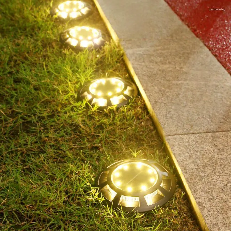 4pcs Solar Powered Ground Light Waterproof Garden Pathway Buried Lights With 32 LED Lamp For Home Yard Driveway Lawn Road Lamps