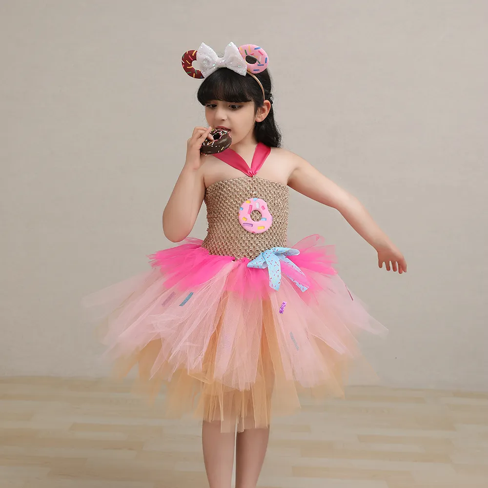 Meisjes Jurken Sweet Donut Cookie Tutu Kostuum voor Meisjes Cake Smash Party Po Prop Jurken Gelaagde Kids Donut Verjaardag Purim Outfit 230609