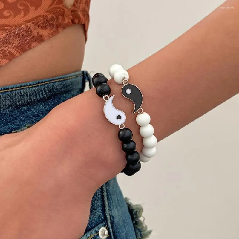 Strang Modetrend Einzigartiges Design Elegantes zartes Yin Yang Tai Chi Perlenarmband Paar Schmuck Party Premium Geschenk Großhandel