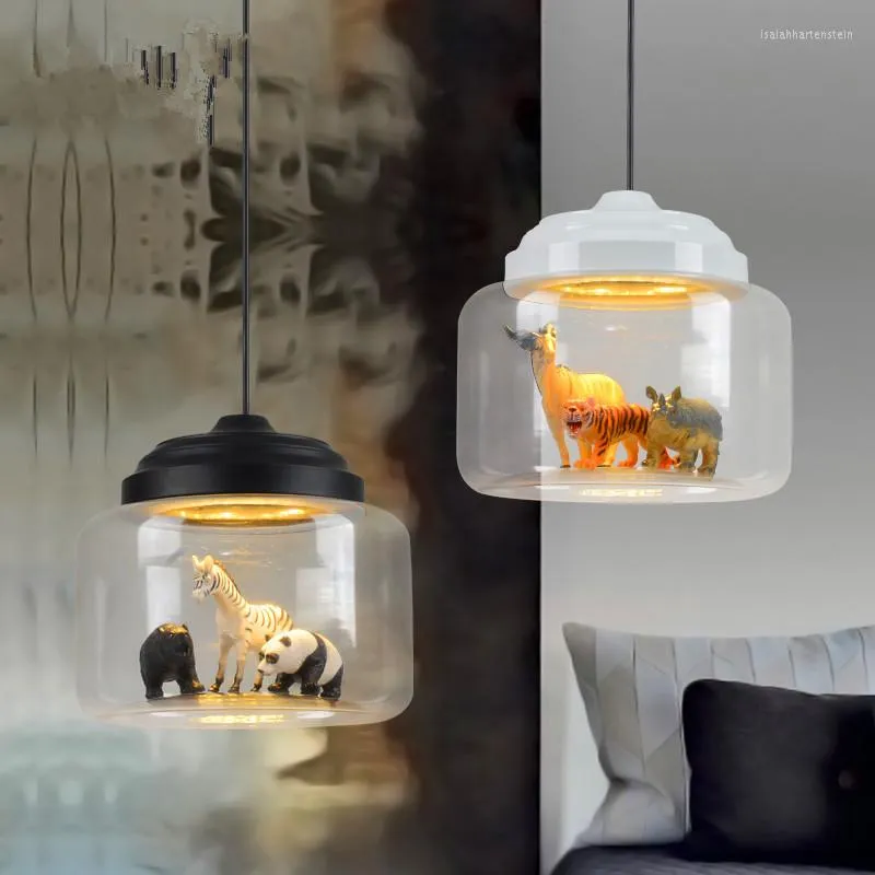 Lámparas colgantes Lámpara moderna Hogar Led Dibujos animados Lámparas colgantes Animales Niños Dormitorio Iluminación interior Sala de estar Decoración creativa