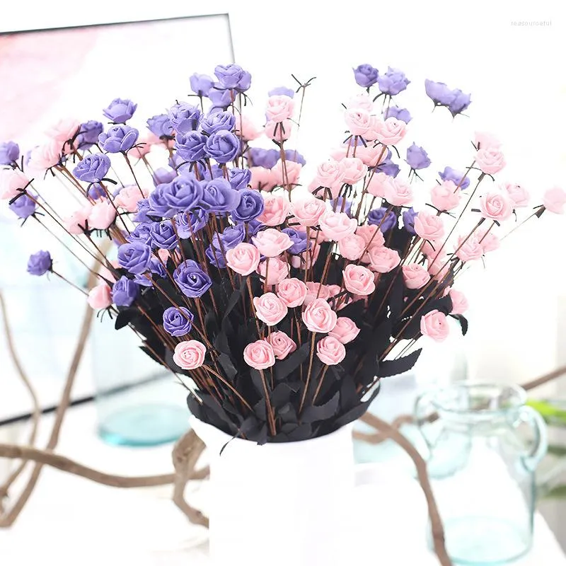 Decorative Flowers 15 Heads Rose PEScrapbooking Mini Artificial Flower Bouquet For Wedding Craft Decoration DIY Wreath