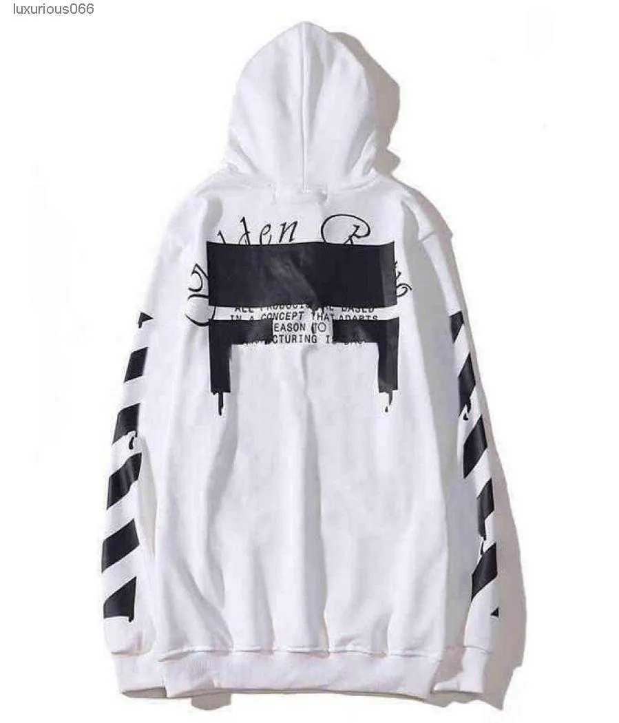 Mens Loose Offs Hoodies High Quality Brand Classic Sweatshirts Hoodie Cotton Pullover Långärmad Back Oil Paint Arrow X Women To3913699