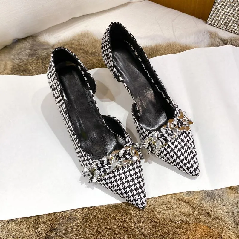 Dress Shoes High Heels Women Spring Chain Sandals 2023 Fashion Party Sexy Pumps Casual Ladies Prom Stilettos Pointed Toe