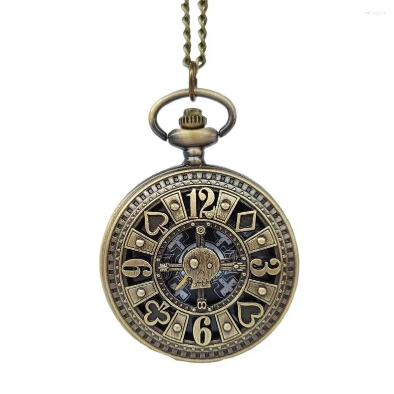Pocket Watches (1182) 12st/Lot Vintage Steampunk Poker Number Watch Necklace Chain Gift Wholesale