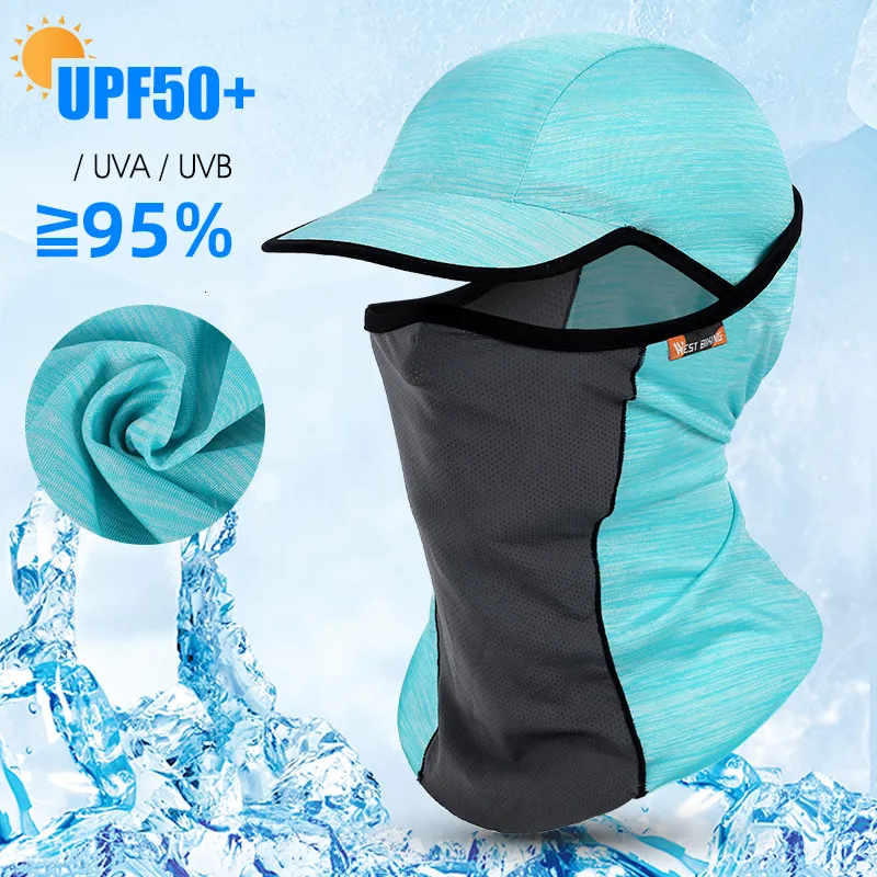 Casquettes De Cyclisme Masques WEST BIKING Chapeau De Cyclisme Été Cool Respirant Casque De Moto Casquette Intérieure De Pêche Vélo Anti-UV Glace Soie Balaclava Chapeaux 230609