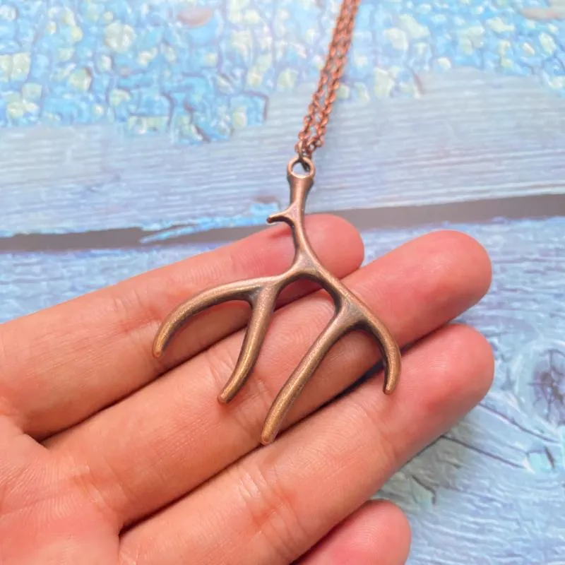 Pendant Necklaces Cute Fashion Ancient Copper Vintage Jewelry Deer Antler Charms Necklace For Women