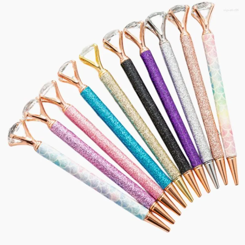 50Piece Ballpoint Pen Luxury Rhinestone Cute Wedding Rose Gold Metal Stationery School Office Supply High Quality Pens