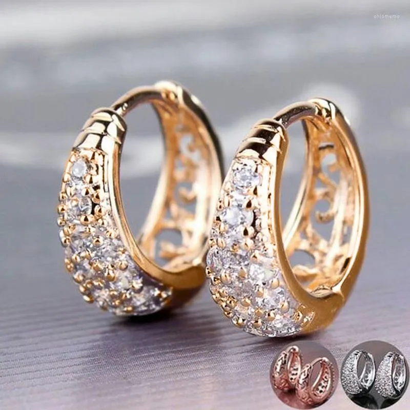 Hoop Earrings CAOSHI Stylish Female For Party Dazzling Zirconia Accessories Wedding Ceremony Fashion Design Jewelry Gift