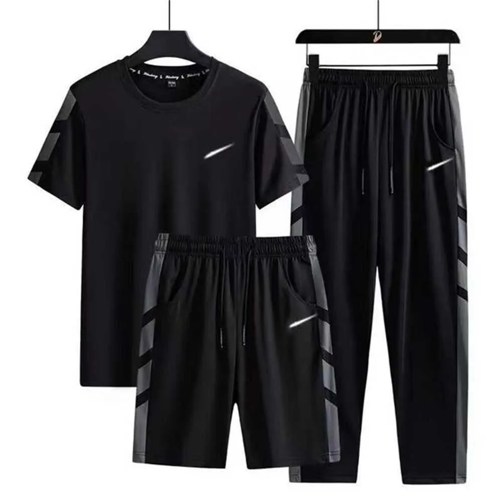 Ensemble de survêtements pour hommes Shorts et pantalons à manches courtes de créateur Ensemble deux pièces / trois pièces Vitesse facultative glace carbonique vêtements de sport ras du cou en soie véritable EN40