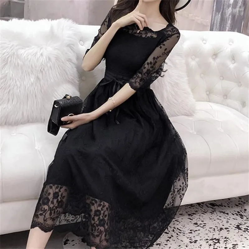 Satin Midi Skirt Black Lace Knee Length Skirt Black Mini Dress Homecoming  Dresses Elegant Short Black
